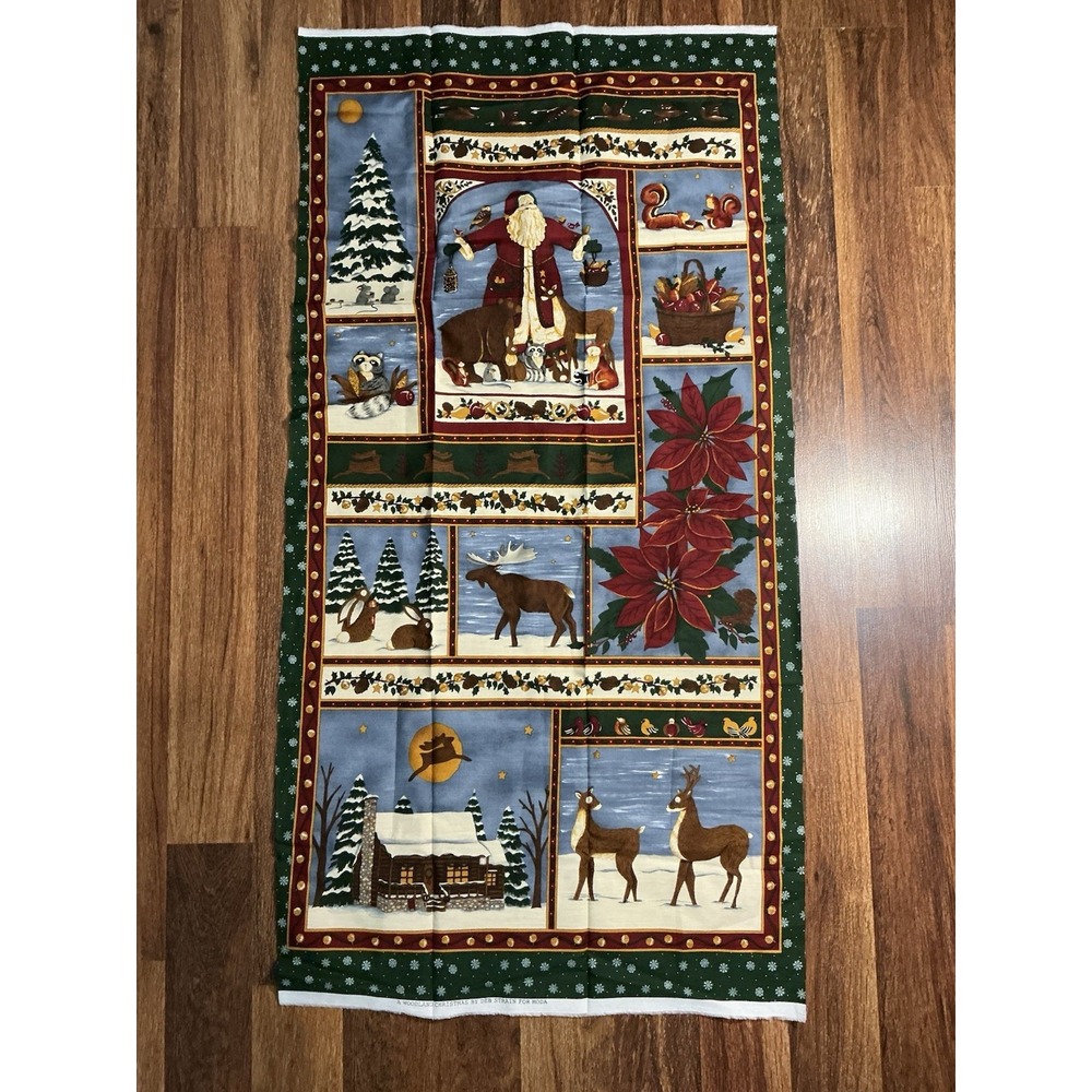Deb Strain For MODA Fabrics A WOODLAND CHRISTMAS Fabric Panel 23in X 44in